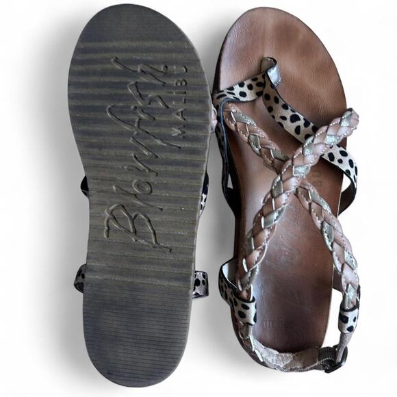 Blowfish Malibu size 7 Women's Strappy Sandals Tan/ Leopard Print - Picture 1 of 1